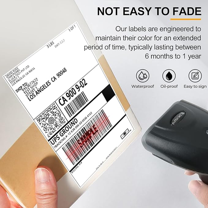 Qncz 500 Pcs 4x6 Thermal Labels - Perforated & Smudge-Proof & Strong Adhesive Thermal Printer Paper, Mailing Sticker Labels, Compatible with Rollo, Zebra, Jadens, Nelko