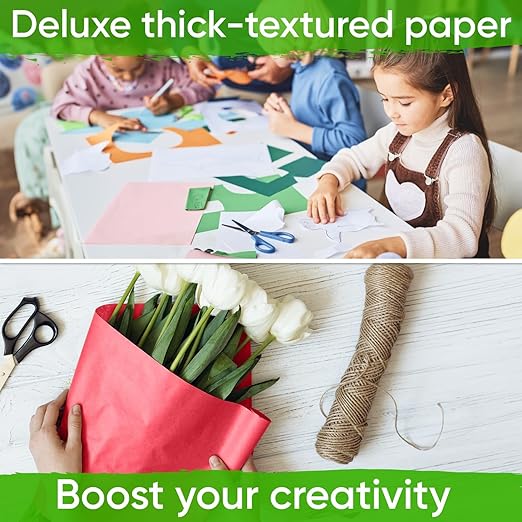 9" x 1200" USA-Made Multi-Color Kraft Paper Rolls, 45 lbs/66 GSM, 10 Rolls Set - Colored Kraft Paper for Packing, Crafts, DIY Projects, Gift Wrapping - Non-Toxic, Safe for Kids