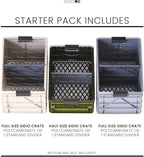 SIDIO CRATE Starter Pack - Two Full Size and One Half Size SidioCrate, Stackable Outdoor Organizer Storage Bins with Clear Lid and Dividers - CAMO Variety Pack