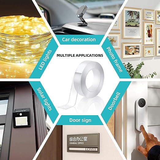 Double Sided Tape Heavy Duty 1.2in×20ft, Nano Tape Double Sided, Removable Traceless Two Sided Adhesive Tape, Clear Mounting Tape Double Sided Tape for Walls, Hanging Picture,Poster,Carpet