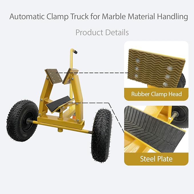 880LB Marble Slab Handling Truck, Heavy-Duty Stone Plate Mover with Thickened Steel Tires for Granite and Stone Transport