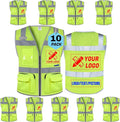 BeautyWill Custom Logo Safety Vest Class 2 High Visibility Reflective Vest for Men - Personalized Logo Team Vest