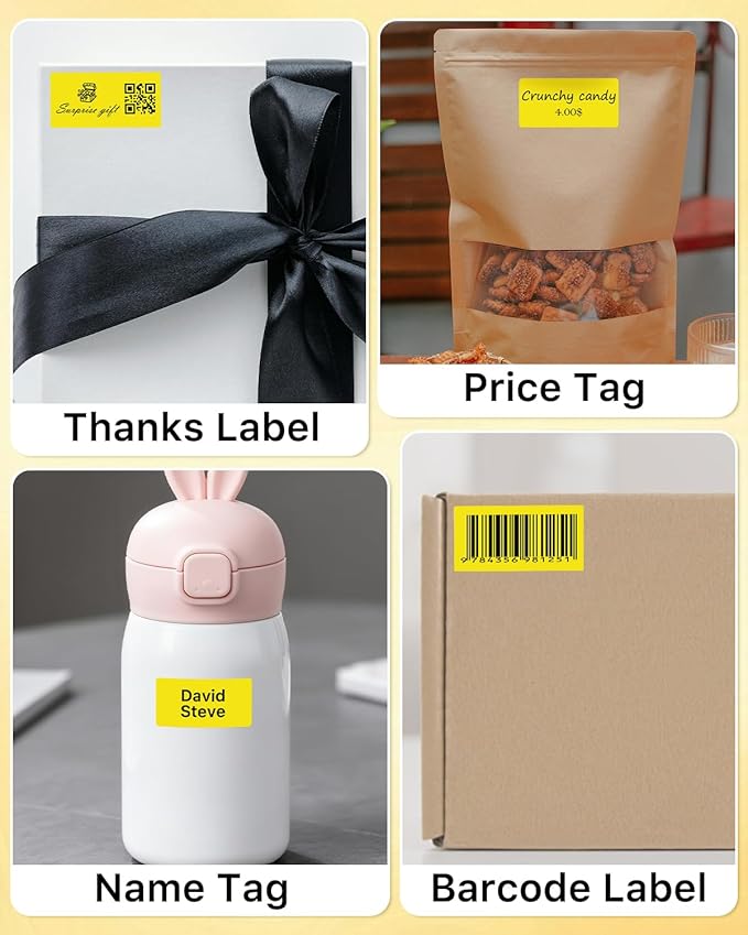 iEager 2x1 Inch Thermal Labels, Yellow Rectangle Thermal Printer Stickers, Durable Shipping Label Printer Sticker for Barcode, Name, Address, 1000 Labels/Roll