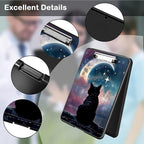 Clipboard with Storage,Office Supplies Nursing Clipboards Folder with Pen Holder Plastic Foldable Clip Board with Storage for Nurse Teacher,Moon Cat