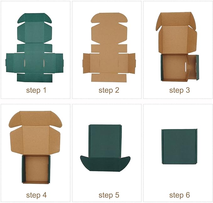 25 Pack Green Shipping Boxes 11 x 8 x 2 Inch Corrugated Cardboard Boxes, Recyclable Packaging Gift Boxes for Presents, Birthday, Christmas, Bridal, Wedding, Party Favor, Cupcake, Crafting
