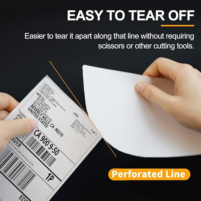 Qncz 500 Pcs 4x6 Thermal Labels - Perforated & Smudge-Proof & Strong Adhesive Thermal Printer Paper, Mailing Sticker Labels, Compatible with Rollo, Zebra, Jadens, Nelko