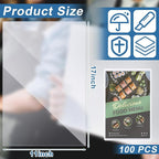Henoyso 100 Pcs 11" x 17" Rigid Print Protectors, Heavy Duty Hard Plastic Sheet Page Protectors Crystal Menu Holder Clear Poster Sleeve Top Loading Frame for Magazine Photo Paper Poster Prints