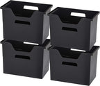 IRIS USA Large Portable Desktop File Box with Open Lid, 4 Pack, Side Handles, Hanging File Folders, Tabs & Inserts, Letter Size, Magazines, Newspapers, Mail, Books, Notebooks, Black