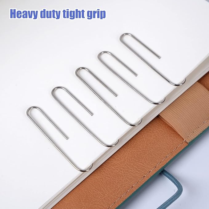Large Paper Clips,Jumbo Paper Clips,2Inch Paper Clip Large Size, 300 Pcs Smooth Big Paperclips for Office Supplies Sliver