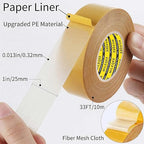 Double Sided Tape Heavy Duty,1in x 33FT(10m), Universal High Tack, Strong Wall Adhesive with Fiberglass Mesh, Super Sticky Resistente Clear Tape, Easy Use Transparent Tape School Supplies