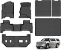 Hutisya-Floor Mats & Cargo Liner with Backrest Set Fit for Chevy Suburban/GMC Yukon XL 2015-2020 All Weather Protection Anti-Slip & Durable TPE Full Set Liners Automotive Accessories-Black