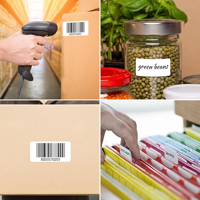 MFLABEL 2-1/4 x 1-1/4 Inch Direct Thermal Perforated Shipping Label, 2.25x1.25 inch Direct Thermal Labels for Barcodes Address，Perforated Shipping Labels (4 Rolls, 1000/Roll)