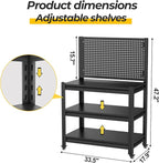 Storage Shelves with Pegboard,Heavy Duty Garage Shelving Units and Storage,Metal Shelving Adjustable Shelves,Garage Storage Rack,Industrial Utility Shelf For Kitchen,Pantry 47.2"H*33.46"W*18"D