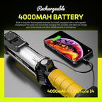 WARSUN 2PC Rechargeable 1500LM COB LED Work Light-Magnetic Hands-Free Trouble Light with Hook, IPX4 Waterproof for Garage Repair, Stocking Stuffers Mens Gifts-Emergency Light Tool for Men (Yellow)
