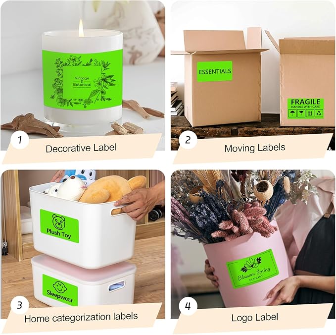 3x5 Inch Thermal Label Stickers,300Pcs Waterproof Rectangle Labels for Storage Bins,Moving Boxes,Address & Inventory Organization,Small Business Labeling,Light Green