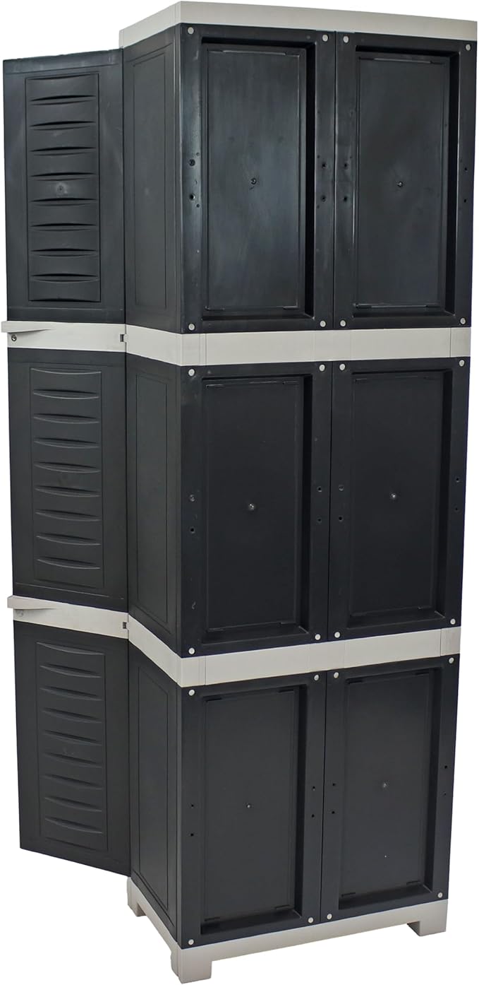 Sunnydaze Lockable Storage Cabinet - Indoor or Garage Storage Cabinet with 4 Adjustable Shelves - 72" H - Garage, Office, Home, Laundry Room - Charcoal