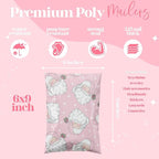 10x13 Designer Christmas Holiday Poly Mailer 100 Pack Heavy Duty Waterproof Self Seal Shipping Bags Large Mailing Envelopes Bulk Tear Resistant Cute Packaging Pink Santa