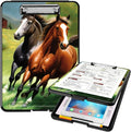 A4 Clipboards,Heavy Duty Waterproof Nursing Plastic Folder Clipboard with Storage Clip Boards,File Folder Storage Box Clipboard Case for Teacher,Doctor,Offices,Running Horse