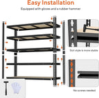 5 Tier Garage Shelving, Adjustable Heavy Duty Garage Shelves,Metal Storage Shelves Unit for Basement,Warehouse,Pantry Kitchen