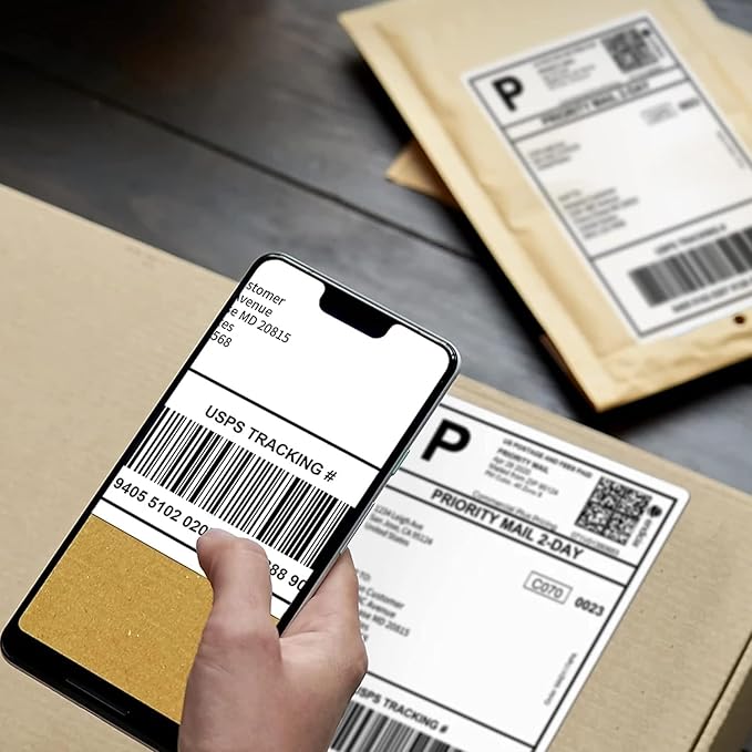 CEPRICO - 4”x 6” Direct Thermal Shipping Labels - 1 Roll (Per Roll 220 Labels) - Waterproof Perforated Self Adhesive Printable Stickers for UPS DHL FedEx USPS - Compatible w/Zebra & Thermal Printers