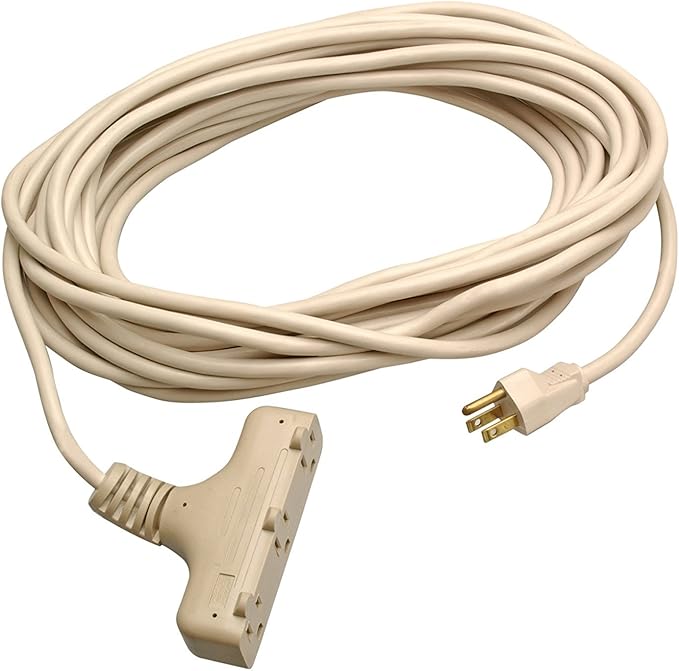 Woods Yard Master Extension Cord - Flexible Power for Patio & Landscape Use - Light Duty - SJTW Extension - 16 Gauge - 3 Prong - Beige - 40 Foot