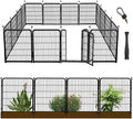 56in(H) Garden Fence, 10 Panels Total 22.1 Ft(L), Garden Fence with Low Threshold Gate, Anti Dig Fence Barrier, Fencing for Garden Beds, Black Metal Decorative Garden Fencing