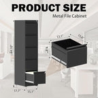 5 Drawers Filing Cabient with Wheel, File Cabinet with Lock, Steel Vertical Filing Storage Cabinet for Office, Heavy-Duty File Cabinets for Letters/Legal/A4 (Require Assembly, Black)