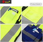 zojo High Visibility Safety Vests With Pockets,Pack of 10,Wholesale Reflective Vest for Outdoor Works, Cycling, Jogging, Walking,Sports - Fits for Men and Women(XL-Mix Yellow & Blue)