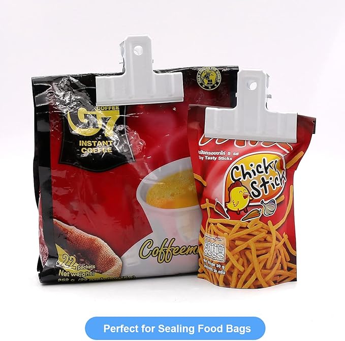 Coideal White Bull Clips Thickened - 10 Pack 3 Inch Long Large Metal Binder Paper Clips Clamps for Food Bags, Office & Home Kitchen (77 mm)