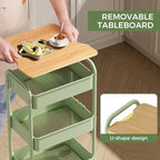3 Tier Rolling Cart with Table top, Metal Rolling Utility Cart, Sturdy Storage Organizer Cart with Locking Wheels & Hooks for Office, Classroom, Kitchen and Bathroom