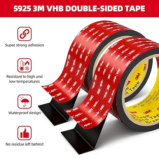 Double Sided Tape Heavy Duty 2in x 10ft, Heavy Duty Removable Mounting Tape, Adhesive Strips Double Sided Mounting Tape, Strong Foam Tape for Walls Picture Hanging Poster, Car, LED Strip Light