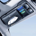 Tumecos Car Sun Visor Organizer with Tissue Holder, Auto Consoles Organizer with Sunglass Clip,Multi-Pocket Visor Accessories for Truck, SUV，Card/Pen/Driver's License Storage