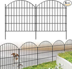 Metal Garden Fence 28in (H) x 11.7ft (L), 5 Panels + 6 Stakes Rustproof Border Fence Animal Barrier for Dog, No Dig Garden Fencing for Yard Flower Bed Patio Outdoor, CTW2828 Black