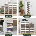 4 Tier Plastic Stackable Storage Bins and Boxes Organizer, Foldable Containers, Stackable Closet Organizers, Collapsible Boxes, White (3 Tier, 23.6″)