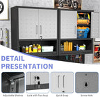 Metal Garage Wall Cabinet with Lock, Wall Mounted Metal Storage Cabinets with Doors and Shelf, Lockable Floating Tool Storage for Garage Basement Utility Room