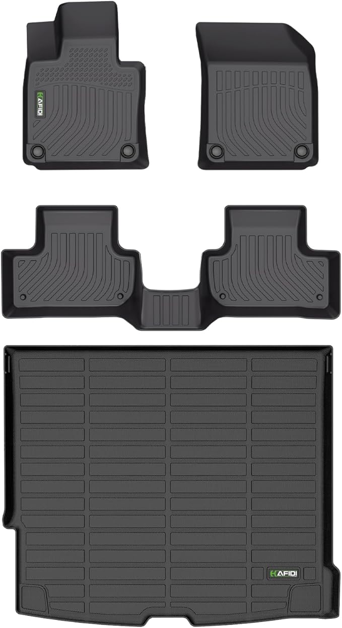 HAFIDI® Floor Mats & Cargo Liner Set Fit for 2022-2025 Volvo XC60 Recharge All Weather Protection TPE Anti-Slip Automotive Full Set Floor Liners Custom Accessories - Black