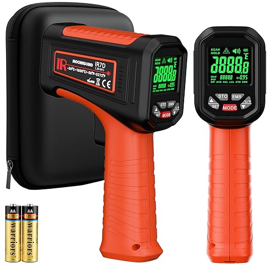 50:1 Infrared Thermometer Laser Temperature Gun -58℉~3272℉, Meat Food Pizza Oven Grill Thermometer for Griddle Accessories, Heat Gun for Cooking, HVAC, Engine Surface Temp Reader