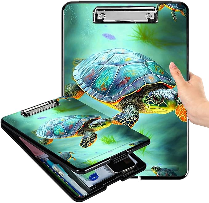 A4 Clipboards,Folder Clipboard with Storage Turtle Heavy Duty Clip Boards Waterproof Nursing Plastic File Folder Storage Box Clipboard Case for Teacher,Doctor,Office