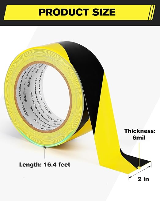 Avery Dennison Safety Floor Tape 2 Inch x 108 FT, Heavy-Duty PVC Forklift-Resistant, High-Visibility Reflective for Warehouse/Factory/Parking, Black & Yellow, ROHS/Reach Certified (3 Rolls)