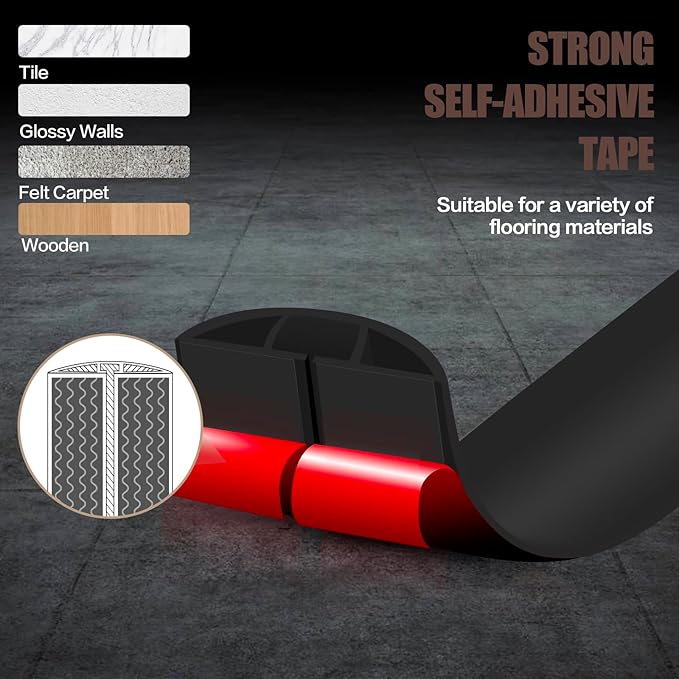 Floor Cord Cover Self Adhesive Cord Hider,20FT Cable Management, Extension Strip Protector for Wires, Prevent Cable Trips for Offices, Gyms, Exhibitions Cavity:0.39"(W) x 0.27"(H) Black