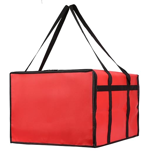 Bodaon Insulated Pizza Delivery Bag, 20" x 20" x 14" Pizza Warmer Bags for Carry Hot, Rideshare Delivery Bag, Food Warmers for Parties, Pizza Carrier for Commercial Drivers, Red, 1-Pack