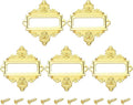 uxcell 5 Pcs Metal Label Holder, 2.2 x 2.4 Inch Small Vintage Card Frame Tag Floral Lace Label Holder with Screws for File Boxes Drawers Door Cabinet Book Shelves, Gold Tone