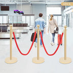6-Post Velvet Rope Stanchions with 4 Red Ropes, Gold Stainless Steel Posts for Crowd Control with Velvet Ropes and Velvet Ropes Event & Queue Management,Party Runway Carpet