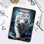 Clipboard with Storage,Office Supplies Nursing Clipboards Folder with Pen Holder Plastic Foldable Clip Board with Storage for Nurse Teacher,White Tiger
