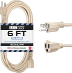 Iron Forge Cable Weatherproof 6 Ft Outdoor Extension Cord - 16/3 SJTW Heavy Duty Light Brown Extension Cord 3 Prong - 13 Amp Exterior Power Cable