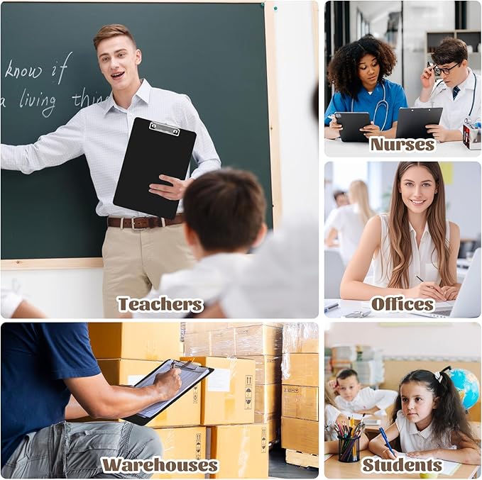 MIVIDE 30 Pack Black Clipboards, Black Plastic Clipboards Bulk, Plastic Office Clipboard 12 x 8.7 Inch Size Clipboard for Classroom, Teacher, Home, Office Supply