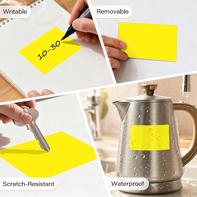 500 Pcs Large Moving Labels for Boxes 3 ×5 Inch Vinyl Self Adhesive Rectangle Stickers Color Coding Labels Waterproof Removable for Storage Bins Classroom Office Warehouse, Fluorescent Yellow