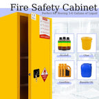 48 Gallon Yellow Flammable Storage Cabinet, Fireproof Steel Chemical Storage Locker with Adjustable Shelves, for Flammable Liquids, Industrial Use, Free Returns!