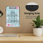 Clipboard with Storage High Capacity Plastic Nursing Clipboards with Pen Holder File Folder Storage Box Clipboard with Heavy Duty Clips for Teacher,Doctor,Offices-Bible Quote Proverbs 31-25