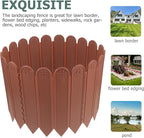 Plastic Garden Lawn Fence Panel Deep Brown Decorative Temporary Outdoor Border for Flower Beds Vegetable Gardens Courtyards Reusable Landscape Edging for Home and Balcony